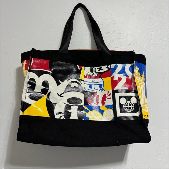 Disney Tote Bag Walt Disney World 2021 Shoulder Strap Zip Closure Mickey Minnie - Picture 3 of 11